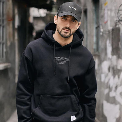 Fleece Sweater Men's Hooded Autumn Thicken Contrasting Tops Hoodie Casual Autumn Sweatshirts