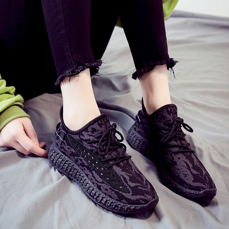 Summer Breathable Sports Shoes Women's Running Casual Korean Version of All-match Student Non-slip Vulcanized Flying Weaving Shoes