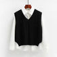 Vest Women Solid Short Loose Trendy Korean Style Sleeveless Knitted V-Neck All-match Female Coats Simple Leisure Outwear