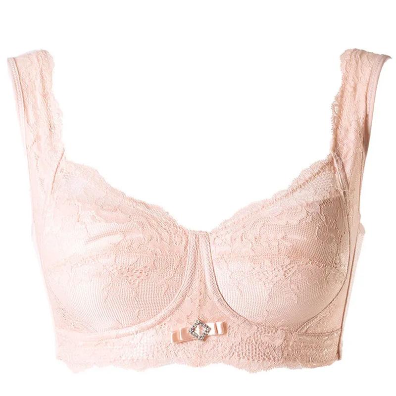 Ladies' Simple Non-steel Ring Bra Comfortable Thin Sleeping Circle Adjustable Underwear Sexy Lace Mesh Female Full Cup Brassiere Ultrathin Breathable