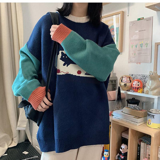 Autumn Winter Sweater Women Loose Outer Wear Pullover Fashion All-match Thick Sweater Casual Coat
