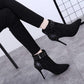Autumn Winter Boots Women's Shoes Pointed High-heeled Women's Boots Suede Rivets Stiletto Boots
