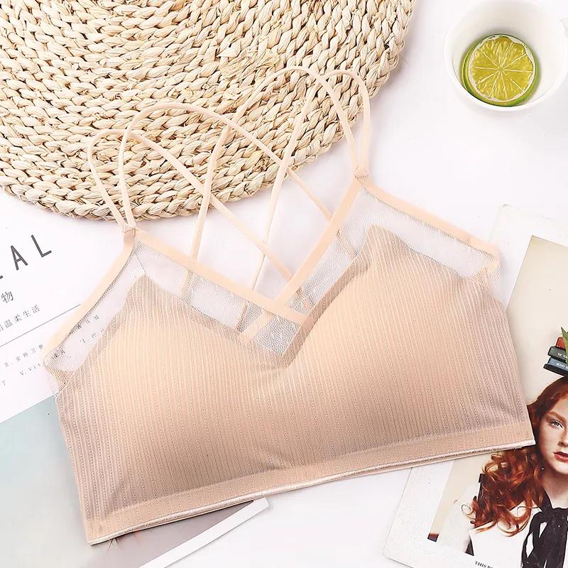 Graphene Ice Traceless Underwear Women's Bra Gathered Without Steel Ring Sports Sexy Lace Suspender Beautiful Back Woman