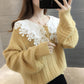 Spring and Autumn Style Outer Wear Lace Doll Collar Sweater Loose Long Sleeve Sweater Women
