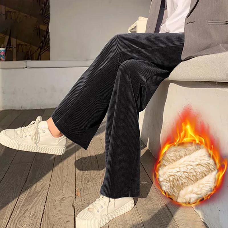 Plus Velvet Cord Velvet Bread Pants Autumn and Winter Thick Pants Children Loose Slim Korean Pants Female Winter Wear