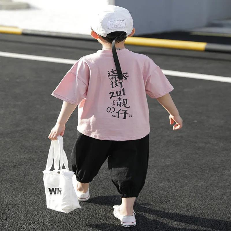 Two-piece Suit Boy's Suit Children's Summer Quick-drying Short-sleeved Children's Boy 4-12 Years Old