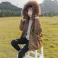 Girls' Winter Wear Faction Overcomes Thick and Fleece Mid-length Large Fur Collar Coat Warm Jacket
