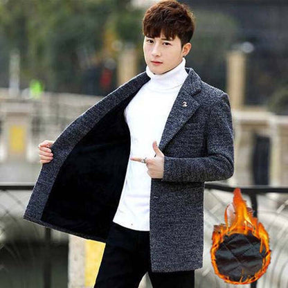 Windbreaker Men's Mid-length Coat Men's Jacket Autumn and Winter Trend Thick Winter Clothing