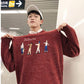 Winter Warm Men Sweater Men Fashion Print Knitted Mens Sweaters Casual Male Slim Fit Pullover