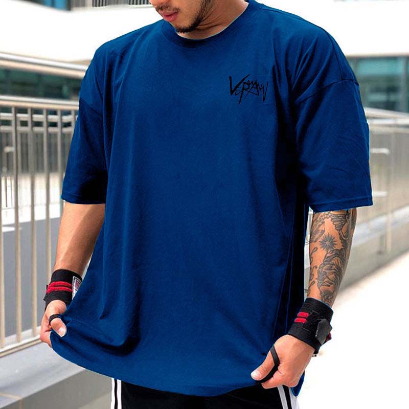 Men's Quick-drying Muscle Fitness Five-point Sleeve T-shirt Summer Running Exercise Breathable Sports Loose Short-sleeved Shirt