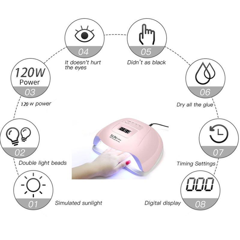 Nail Art Set 8pcs UV Gel Polish 120 W LED UV Lamp Nail Dryer Kit Nail Varnish Manicure Tools Set
