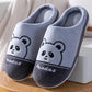 Winter Slippers Women Home Plus Size Men Cotton Shoes Pandas Embroidery Thick Fleece Warm Pink Slippers Women Non Slip Platform Ladies Warm Slippers