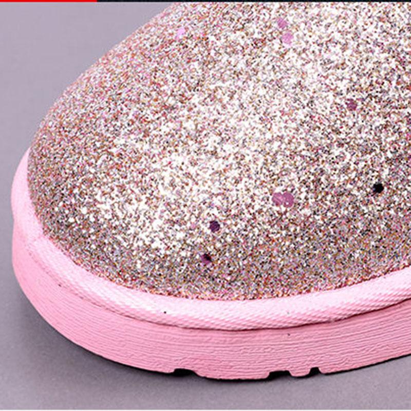 Winter Sequined Short Boots Flat Snow Boots Thickened Short Tube Cotton Shoes Plus Velvet Waterproof Non-slip Bread Women's Shoes