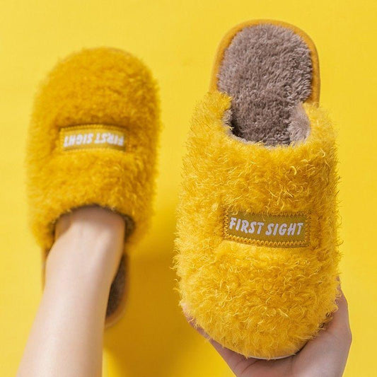 Autumn and Winter Pure Cotton Slippers Indoor Non-slip Soft-soled Shoes Warm Simple Plush Cotton Shoes