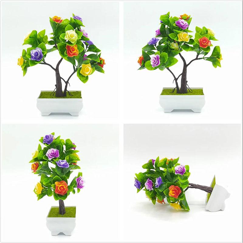 Artificial Plastic Flower Potted Plants Fake Flowers Fortune Tree Living Room Wine Cabinet Desktop Desk Desk Decoration Craft