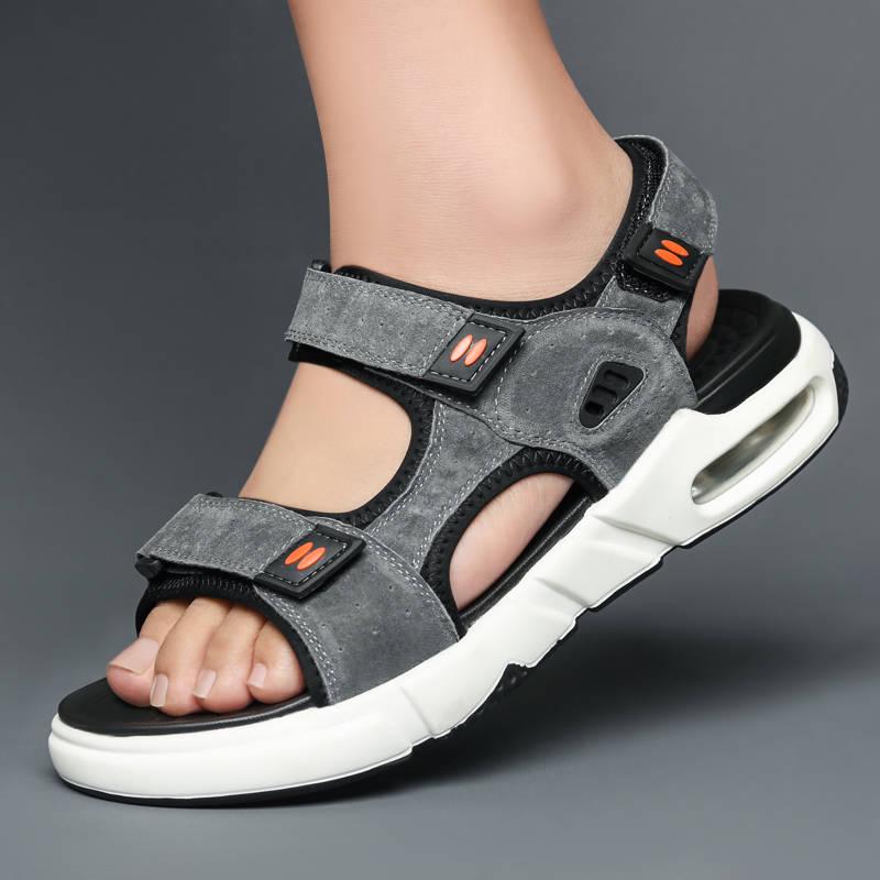 Summer Sandals Men's Leather Soft Bottom Breathable Casual Shoes Men's Cushion Cushioned Beach Shoes