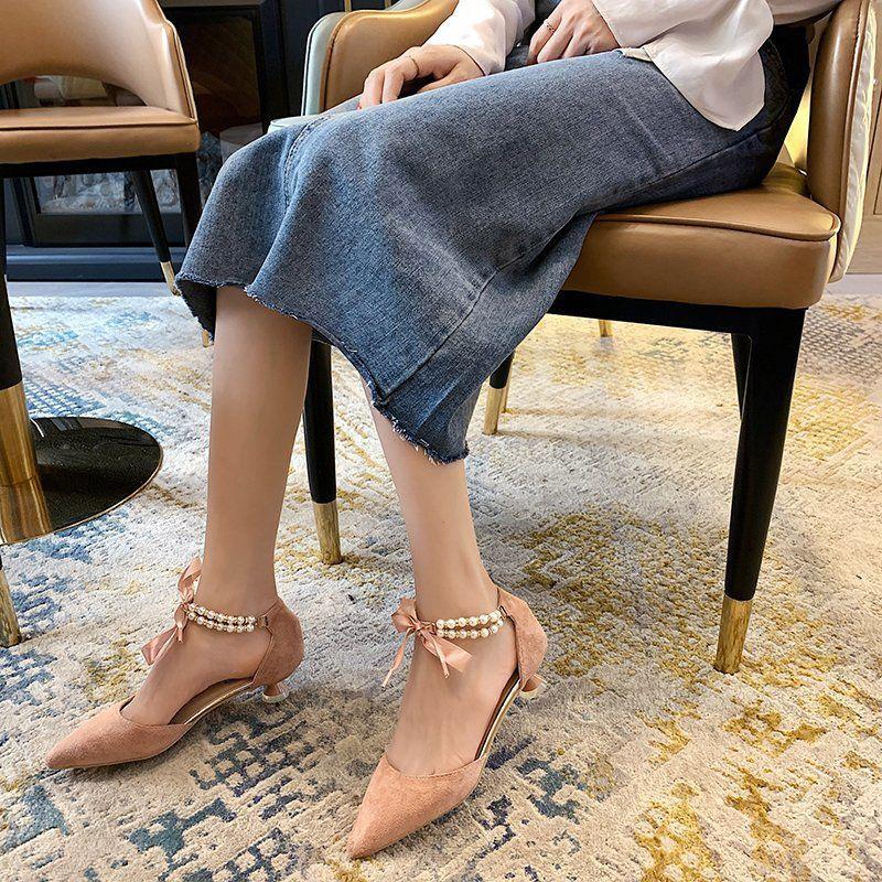 High Heels Female Stiletto Hollow Shoes Pointed Toe Spring and Summer All-match French Style Small High Heel Sandals Lace-up Single Shoes