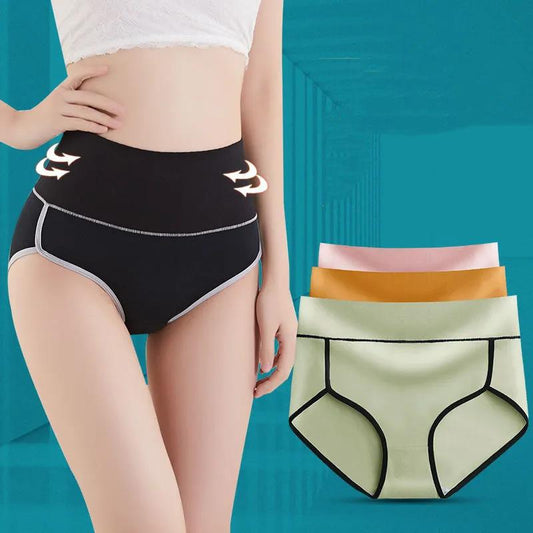 4 Pairs of 100kg Women's High-waist Abdomen Panties Pure Cotton Breathable and Cool Panties Women's Sports Antibacterial Briefs