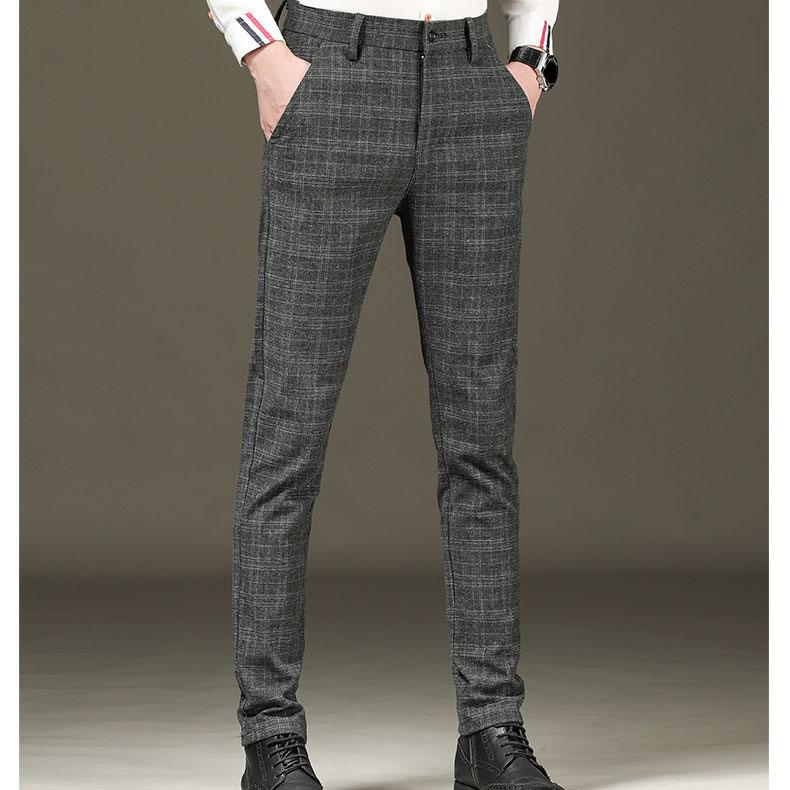 Spring and Summer Plaid Casual Pants Men's Thin Business Straight Loose Pants