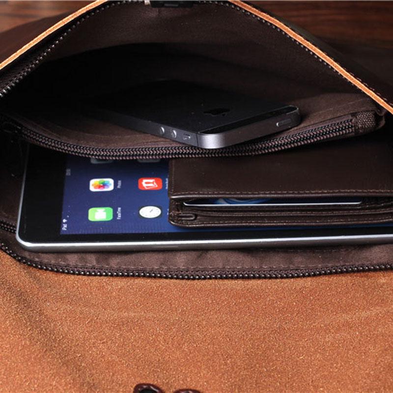 Business Briefcase Men Retro Contrast Zipper Waterproof IPad Handbag Shoulder Bags Computer Bag