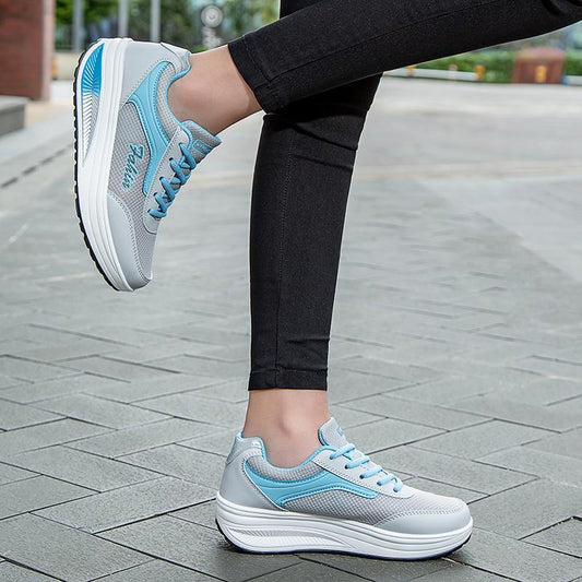 Women's Casual Sneakers Wedge Running Sports Shoes Breathable Mesh Slip Shoes 2 Colors