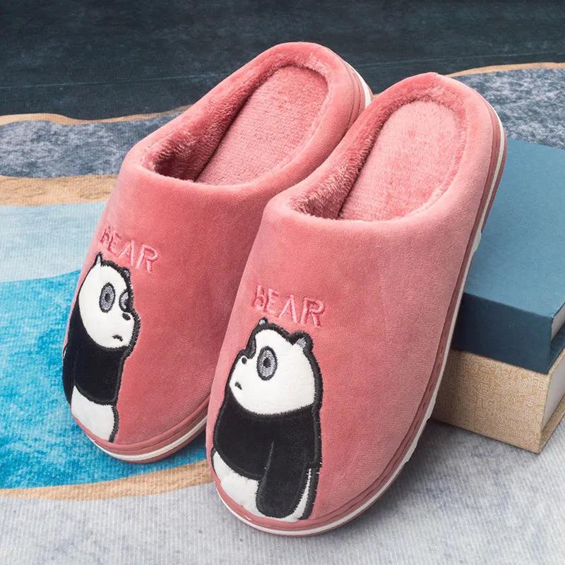 Home Slippers Women Winter Slippers Thick Fleece Warm Cotton Shoes Men Plus Size Non Slip Slippers