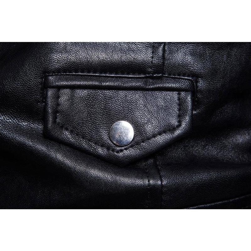 Men's Lapel Motorcycle Leather Zipper PU Large Size Cool Fashion Leather Jacket