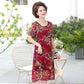 Chiffon Dress Loose Large Size Short Sleeve Summer Middle-aged Women's Dress