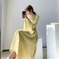 Small Lapel Chiffon Dress Female 2021 Spring and Autumn Waist Loose and Thin Solid Color Small Fresh Mid-length Dress