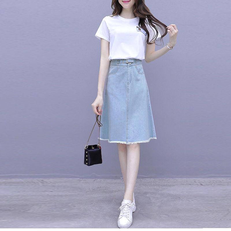 Summer Women Midi Denim Skirt Fashion Casual Tassel A-line Harajuku Female Light Blue Skirt Jeans Elegant Pocket Moda Mujer