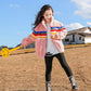 Girls' Jackets Autumn and Winter Clothes Lamb Wool Plus Velvet Thick Warm and Windproof Jacket