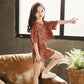 Girls' Summer Suits Leopard Print Middle and Large Children's Clothes T-shirts, Shorts Cotton Two-piece Student Suits