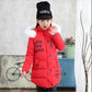 Winter Girl's Cotton-padded Jacket Big Children's Down Jacket Western Style Hooded Padded Coat Baby Mid-length Padded Jacket