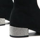 Women's Thick Heel Fashion Boots Autumn and Winter Trend All-match High-heeled Boots Short Tube High-top Shoes Microfiber Sock Boots