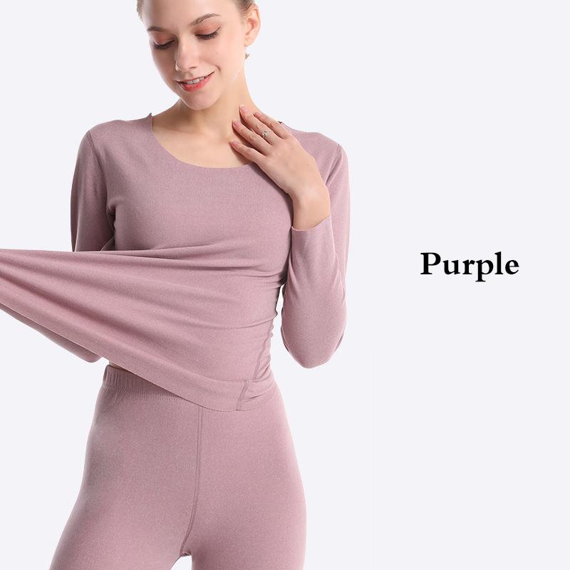 Thermal Underwear O-neck Tops Pants Female Women Winter Autumn Clothes Tight Suit Comfortable Soft Lining Long Sleeve High Elasticity Slim Windproof