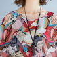 Large Size Women's Dress Loose and Thin Printing Retro Ethnic Style Women's Round Neck Short Sleeve Loose Mid-length Skirt Light and Breathable Fabric