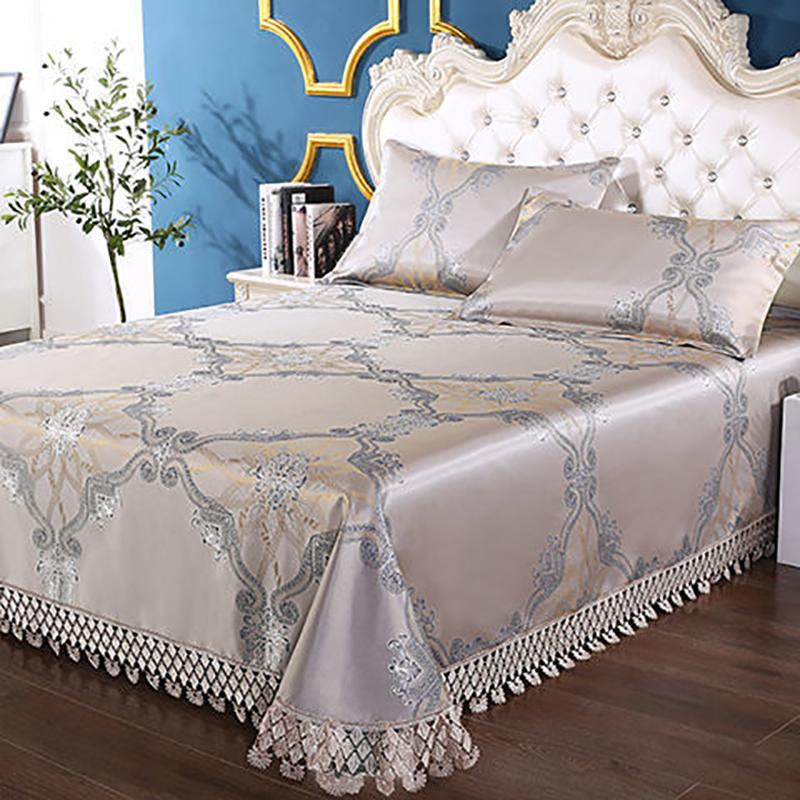 Summer Skin-friendly Ice Silk Mat Washed Folding Mat Sheet High-end Jacquard Double Lace Soft Mat
