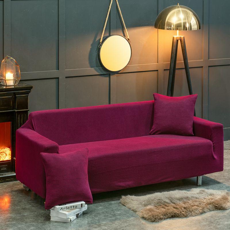Corn velvet Sofa cover 1/2/3/4 seater elastic sofa covers Pure color all-inclusive Couch covers