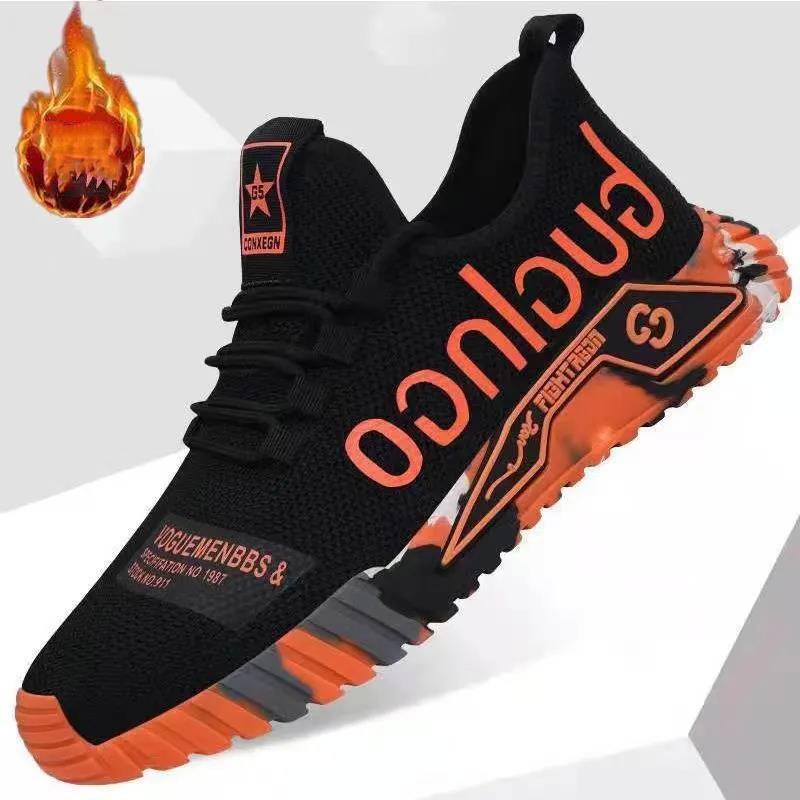 Autumn and Winter Fleece Men's Shoes Casual Breathable Sports Running Shoes Cloth Shoes Low Shoes