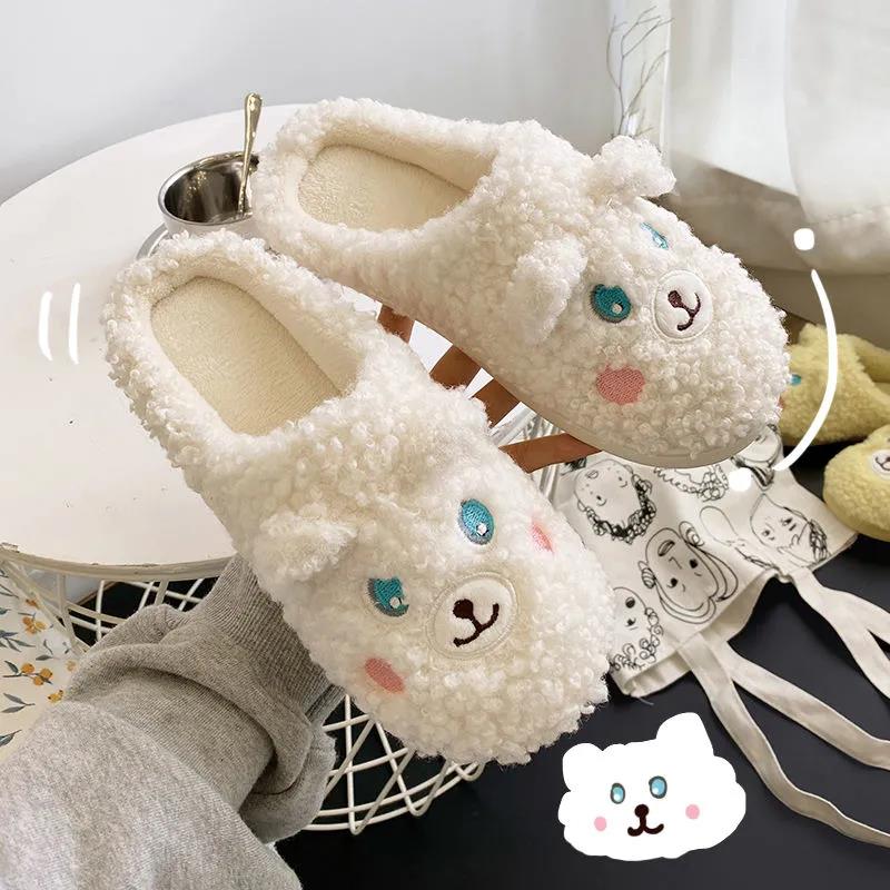 Autumn and Winter Pure Cotton Slippers Indoor Non-slip Soft-soled Shoes Warm Simple Plush Cotton Shoes