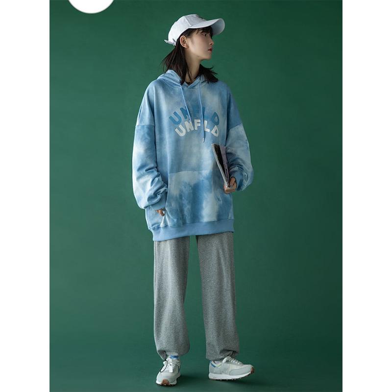 Tie-dye Sweater Women's Thin Section Long-sleeved Sweater Pullover Loose College Style Top Coat Trendy