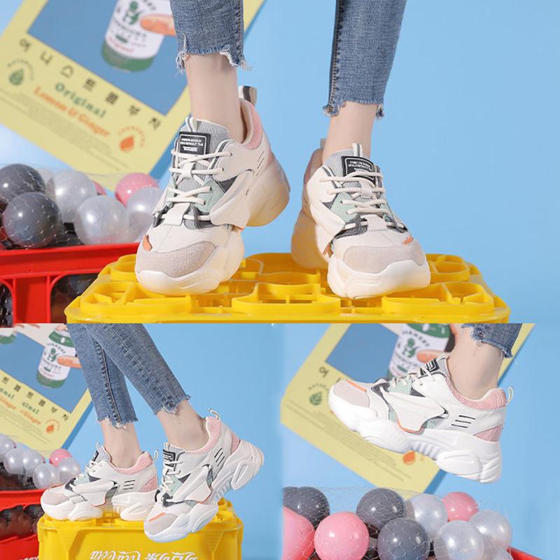 Thick-soled Heightened Travel Running Shoes Casual Student Breathable Sneakers All-match Comfortable Women Walking Sneakers