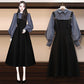 Two-piece Single/large Size Women's Spring  Autumn Suit Women's Fashion Shirt Covering Belly Slimming Dress Women