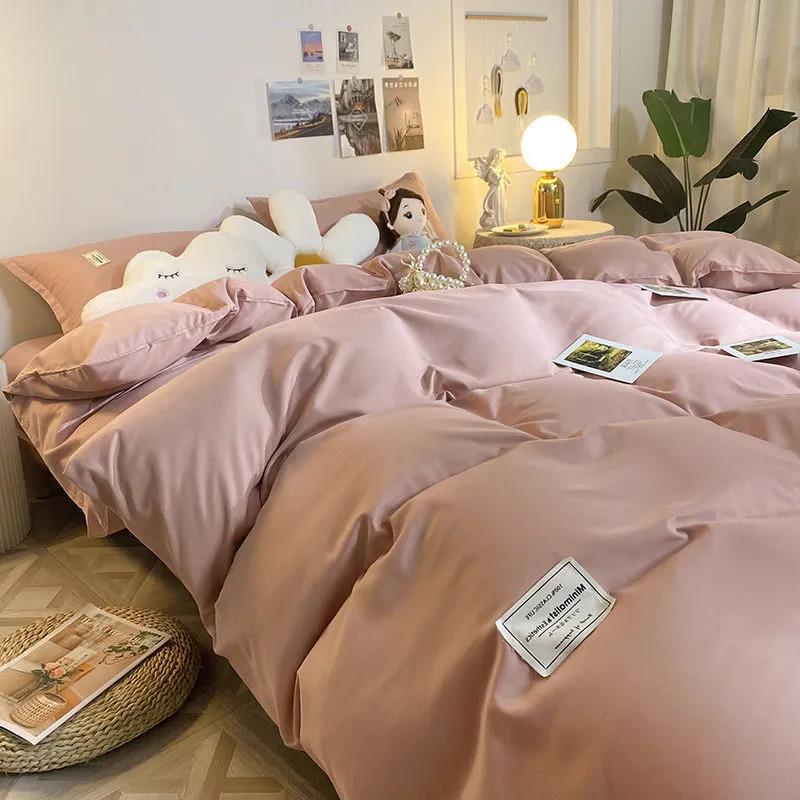 Nordic Simple Style Solid Color Bed Sheet and Duvet Cover Four-piece Bedding Set