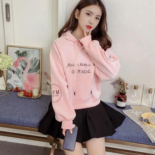 Thin Hooded Character Sweater Women Spring and Autumn All-match Loose Student Clothes