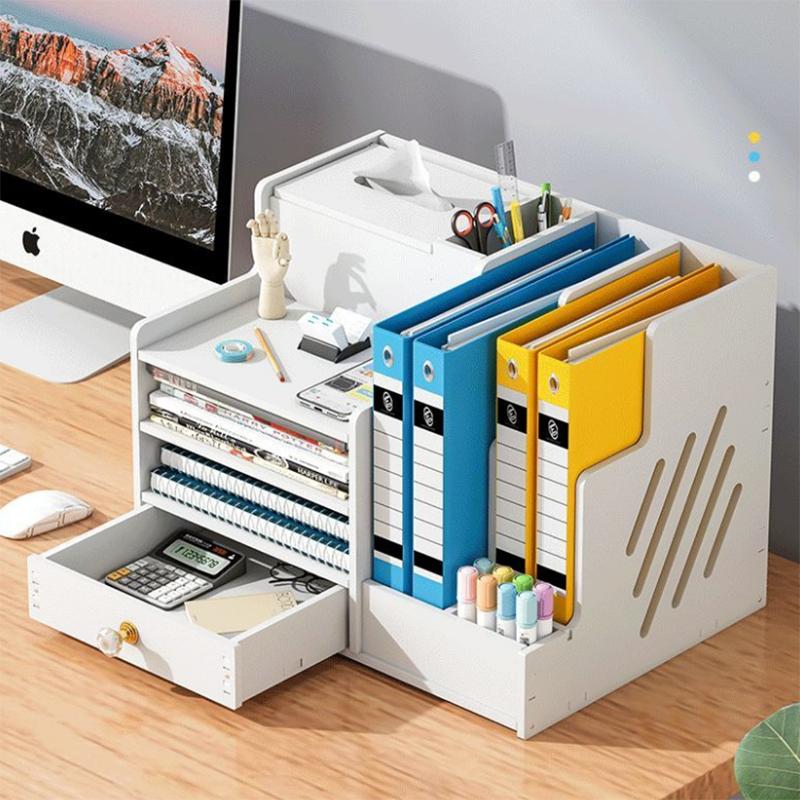 Office Supplies Desktop Storage Box Large Multi-layer Storage Shelf Sundries Document Information Book Desk Storage