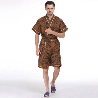 Cardigan Lace-up Steam Suit Men's Bathing Suit Bath Yukata Sauna Bathing Suit Lace-up Kimono