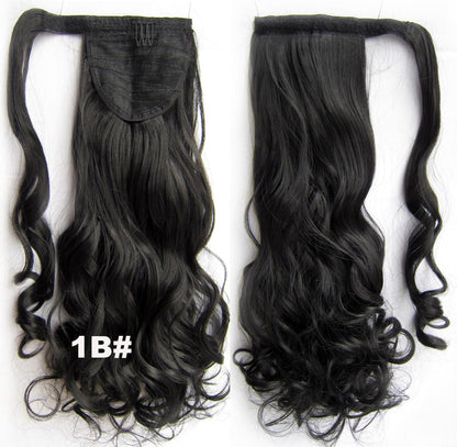 24" Long Wavy Wrap Around Clip In Ponytail Hair Extension Synthetic Natural Wave Pony Tail Fake Hair