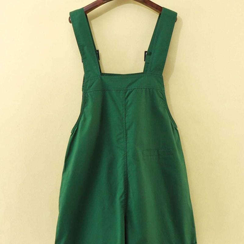 Salt-tie Bib Pants Women Summer Thin Loose Green Wide-leg Pants Workwear Jumpsuit Straight Pants