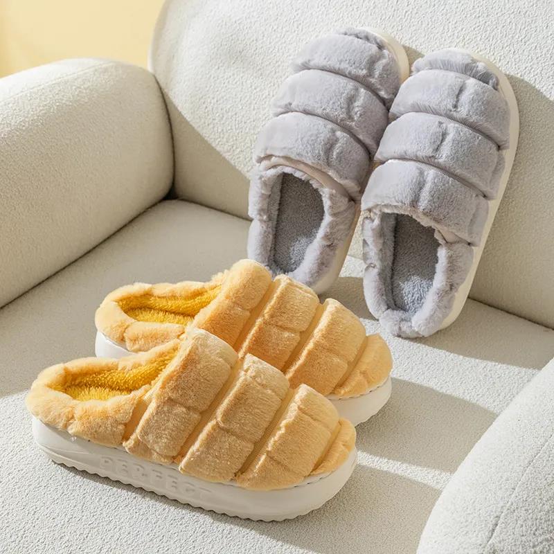 Women's Fall and Winter Cotton Slippers Indoor Bedroom Warm Shoes Anti-skid Thick Bottom Flat Slippers
